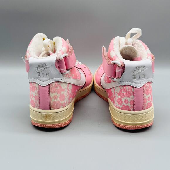 Nike Shoes Womens 6 Pink Air Force 1 High Top Floral Ankle Strap AF1 Sneakers - Picture 8 of 11